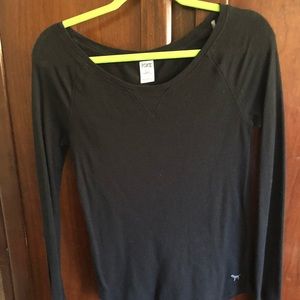 Pink Black Waffle Knit Long Sleeve Top Sz M